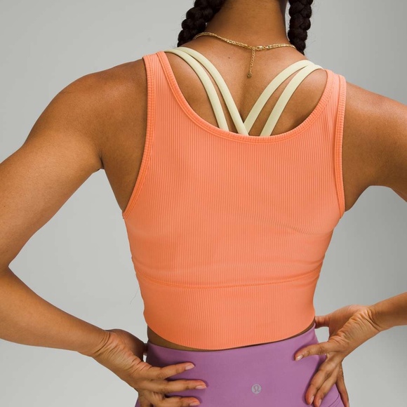 Lululemon Power Pivot Ribbed Tank Top Golden Apricot 2 - Picture 4 of 9